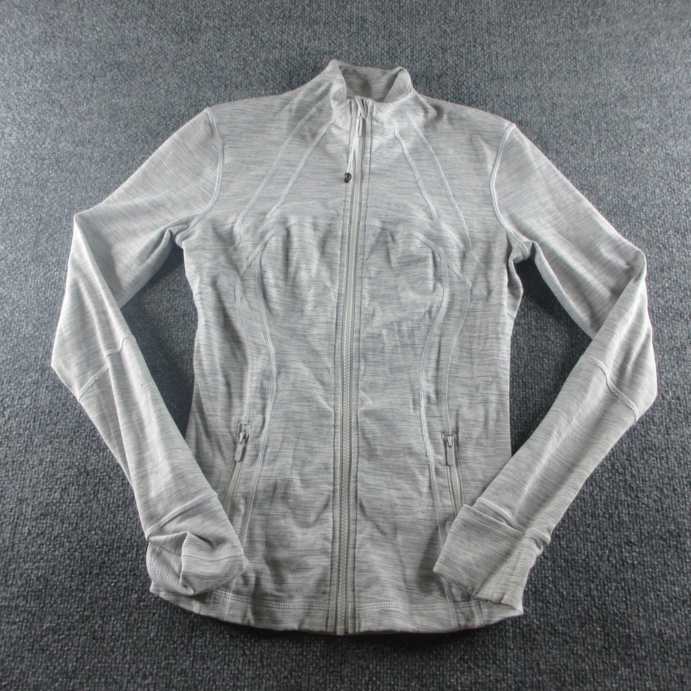 Lululemon Jacket Womens 6 Gray Stripe Define Full Zip Track Running Athletic